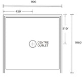 Aussie Polymarble Shower Base 900x1060 Centre Outlet White