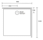 Aussie Polymarble Shower Base 900x1220 Rear Outlet LHR White