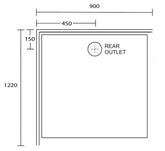 Aussie Polymarble Shower Base 900x1220 Rear Outlet RHR-White