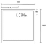Aussie Polymarble Shower Base 900x1220 Rear Outlet White