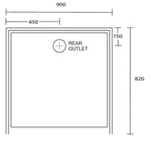Aussie Polymarble Shower Base 900x820 Rear Outlet White