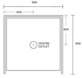 Aussie Polymarble Shower Base 900x900 Centre Outlet White