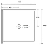 Aussie Polymarble Shower Base 900x900 Centre Outlet White