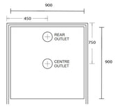 Aussie Polymarble Shower Base 900x900 Front Outlet