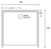 Aussie Polymarble Shower Base 900x900 Rear Outlet White