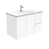 MARY Fingerpull Gloss White 900 Wall-Hung/Kickboard/On Legs Vanity