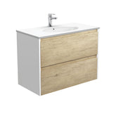MARY Amato 900 Scandi Oak Vanity, Matte White Panels, Wall-Hung/Kickboard