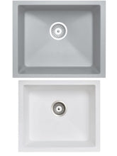 Zill 533 x 457 x 205mm Carysil Concrete Grey Single Bowl Granite Kitchen/Laundry Sink Top/Flush/Under Mount