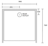 Aussie Polymarble Shower Base 990x760 Rear Outlet White