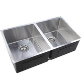 Pollo 1.2mm Handmade Double Bowls Top/Undermount Kitchen/Laundry Sink 770x450x215mm