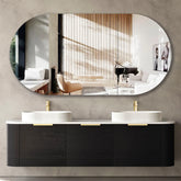 BONDI 1800MM BLACK OAK WALL HUNG CURVE VANITY