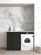 HAMPSHIRE BLACK BASE LAUNDRY CABINET WITH STONE TOP AND SINK 1300X600X900