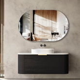 BONDI 1200MM BLACK OAK WALL HUNG CURVE VANITY