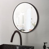 JANU Black Aluminum Framed Round Bathroom Wall Mirror with Brackets 600x600x40mm