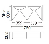 Luminare Sink 760 x 440mm – Double Bowl Stainless teel,French Gold,Gun metal