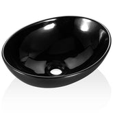 OVAL Gloss Black Above Counter Ceramic Basin 410 x 340 x 145 mm