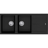 FLORENCE Black Double Bowl Topmount Sink With Drainer In 330x430x210mm
