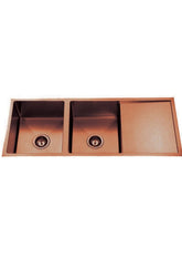 BUILDERS Handmade Kitchen Sink In Chrome, Black And Copper Available In 1114x450x200 mm, 1114x440x200 mm And 1114x430x200mm