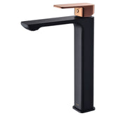 SWEET HIGH RISE BASIN MIXER IN MATTE BLACK AND ROSE GOLD