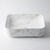 Regency Small Rectangle Classic Basin by Eight Quarters I Grey & Gold Marble Look