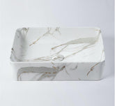 Regency Small Rectangle Contemporary Basin with White Grey Gold