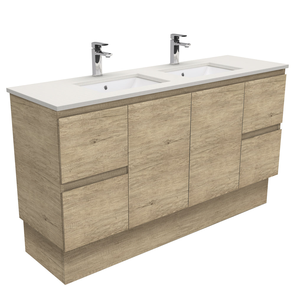 HEBREW Roman Sand 1500, Double Bowl + EDGE Industrial/Scandi OaK on Kickboard