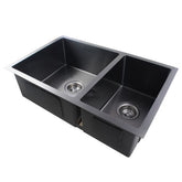 Pollo 1.2mm Handmade Concrete Grey Round Corners Double Bowls Top / Undermount / Flush Mount Kitchen Sink 715x450x200mm