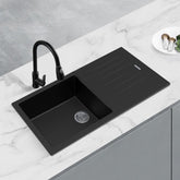 Blanko White or Black Granite Stone Kitchen Sink with Drainboard Top/Undermount 1000x500x200mm