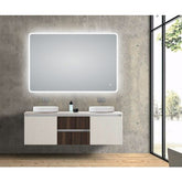 NITHYA 1200x800mm And 900x750mm Curved Rim Rectangle 3 Color Lighting LED Mirror Touch Sensor Switch Defogger Pad Wall Mounted Vertical or Horizontal