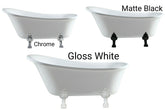LION CLAWFOOT Freestanding Acrylic Bath, Feet In Chrome, Matte Black, And Semi-Gloss White In 1500mm, And 1700mm length