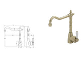 AVIA Shepherds Crook Sink Mixer, Champagne / Ceramic