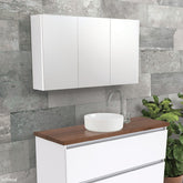 900 Mirror Cabinet with Gloss White Side Panels,Satin White,Scandi Oak,Industrial,Satin Black