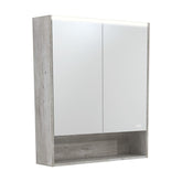 750 LED Mirror Cabinet with Display Shelf, Gloss White, Satin White, Scandi Oak, Industrial, Satin Black