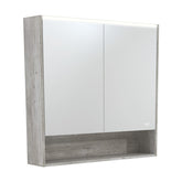 900 LED Mirror Cabinet with Display Shelf, Gloss White, Satin White, Scandi Oak, Industrial, Satin Black