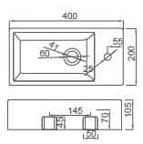 Quadro Mini Wall Hung Basin (Left or Right tap hole) 400x200x105mm