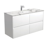 HEBREW Calacatta Undermount Amato 1200 Matte White Vanity, Wall-Hung