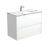 HEBREW Calacatta Undermount Amato 900 Matte White Vanity, Wall-Hung