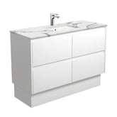 HEBREW Calacatta Undermount Amato 1200 Matte White Vanity on Kick