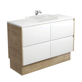 HEBREW Semi-Inset, Crystal Amato 1200 Vanity on Kick