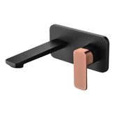 SETU WALL BASIN MIXER IN MATTE BLACK AND ROSE GOLD