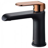 SWEET BASIN MIXER IN MATTE BLACK AND ROSE GOLD