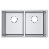 Pollo 1.2mm Handmade Double Bowls Top/Undermount Kitchen Sink Round Corner 865x440x200mm