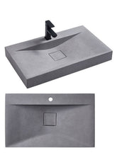 VERSILIA Concrete Basin In 800×480×100mm With Grey Mist And French Grey