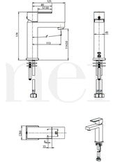 Meir SQUARE Basin Mixer In Chrome Or Matte Black