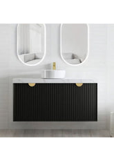 MARLO Matte Black Wall Hung Vanity In 1200X460X550mm With Ceramic Top or Stone Top