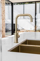Meir ROUND Square Neck Kitchen Mixer Tap In Chrome - Tiger Bronze - Matte Black - Champagne - Brushed Nickel