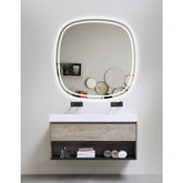 Nithya 750x750mm Rounded Edge Acrylic LED Mirror 3 Color Lighting Touch Sensor Switch Wall Mounted White Frame