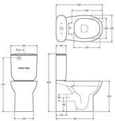 ORING Hygienic Rimless Flush Back-to-Wall Toilet Suite Top or Bottom Inlet & S or P Trap