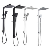 EASCADE Dual Shower Rail with Rain Fall Head - 'Wide' Square Top Inlet and Bottom Inlet in Chrome and Black