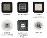 DANDY Tiled Shower Base With Centre Waste in Chrome or Matte Black, Size 900 to 1800mm